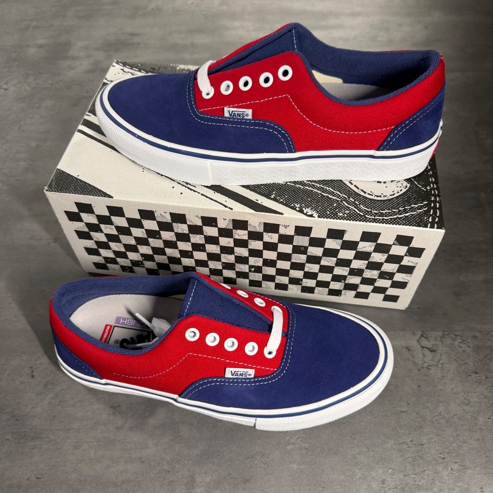 Vans Skate Era Support Mens 7.5 Blue Red Canvas PopCush VN000ECR3QG‎ Sneakers